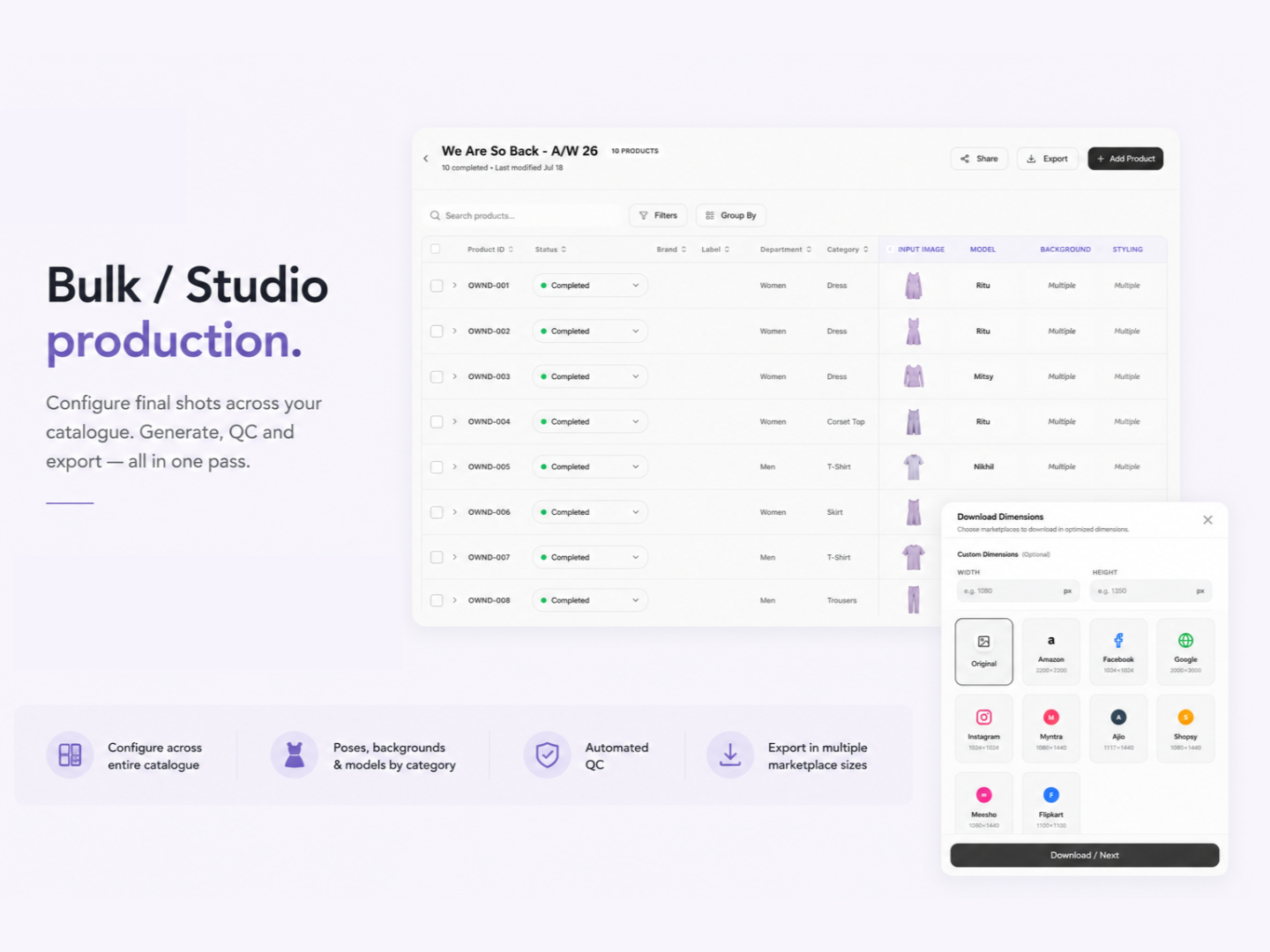 Bulk / Studio production — preview